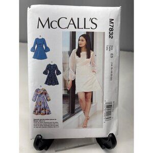 McCalls M7832 Sewing Pattern Dress Bishop Sleeves Size 14 16 18 20 22 Uncut